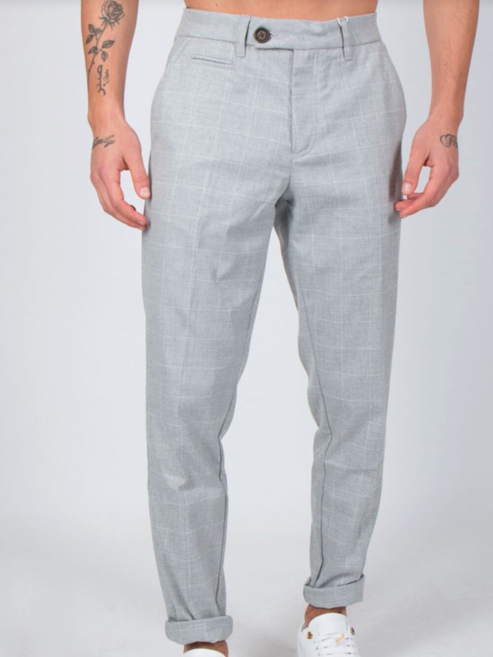 LES DEUX Como Check Suit Pants Grey Melange Size 30